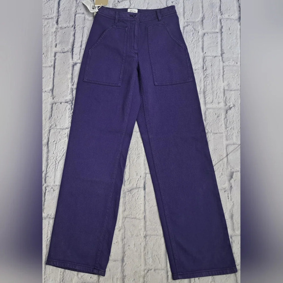 NWT Wilfred New Modern Utility Pants Mid Rise Straight Leg Deep Violet Size 00 - Picture 4 of 11